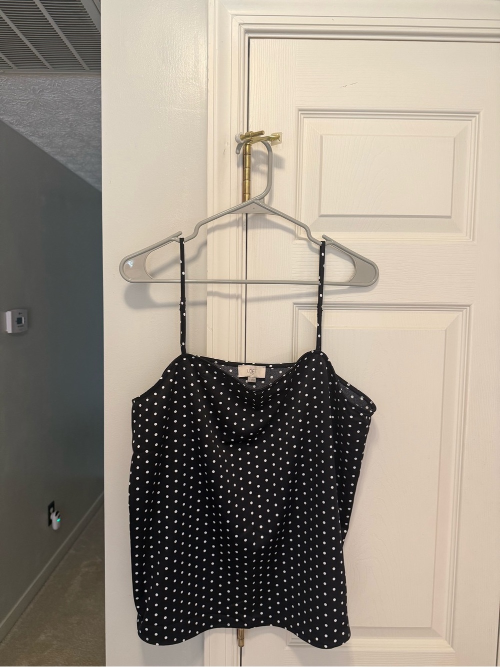 Loft outlet Black Polka Dot Satin Cowl Neck Cami large